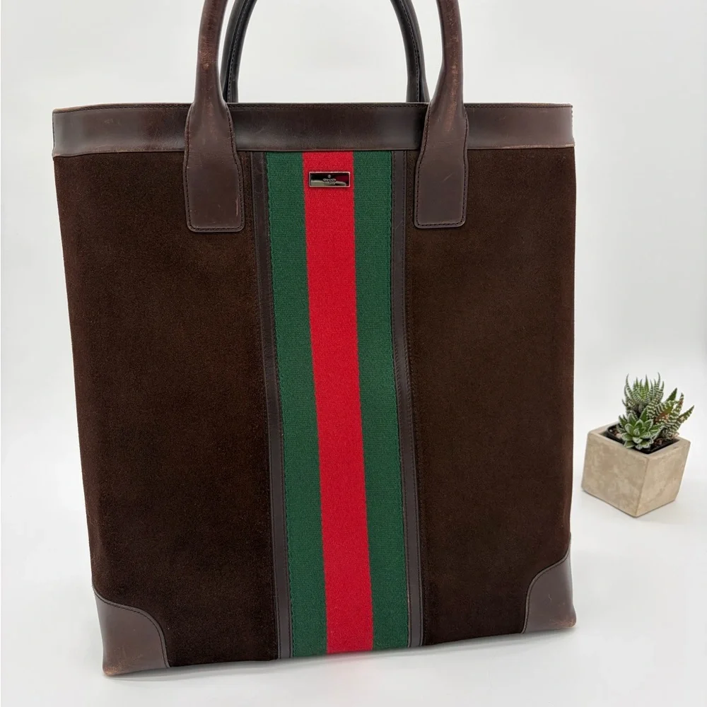 Gucci Brown Suede Ophidia Sherry line tote